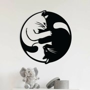 DUBLEZ | Decorațiune din lemn pentru perete - Pisici îmbrățișate