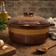 Oala pentru sarmale si friptura glazurata din ceramica, 4 litri