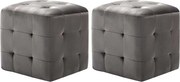 vidaXL Taburet, 2 buc., gri, 30 x 30 x 30 cm, țesătură din catifea