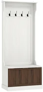 HOMCOM Cuier de Intrare 3 în 1 cu 4 Cârlige, Etajeră pentru Pantofi și Bancă Depozitare, 71,5x39,5x170 cm, Maro | Aosom Romania