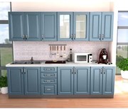 Bucatarie Zebra 2.6m MDF albastru - frezare dreptunghi