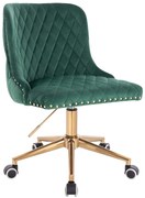 HR940K Scaun Verde din Catifea cu Bază Aurie