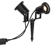 Spot modern de grădină negru, cu cablu și ștecher incluse, 150 cm, 2 lumini, IP65 - Basic