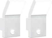 vidaXL Lămpi exterioare de perete LED/senzor 2 buc alb aluminiu turnat