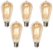 Set de 5 becuri LED E27 dimabile ST64 aurii 5W 450 lm 2700K