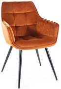 Scaun de bucaterie Lilia Velvet, portocaliu/negru