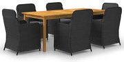 vidaXL Set mobilier pentru grădină, 7 piese, negru