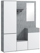 HOMCOM Mobilier 4 în 1 cu Oglindă, Cuiere și Rafturi Interioare Reglabile, Mobilier Multifuncțional, 145x29x184 cm, Gri | Aosom Romania