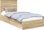 vidaXL Pat cu storage Stejar Sonoma 90 x 190 cm Lemn compozit