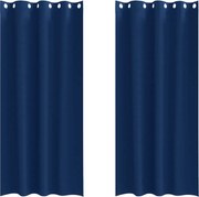 vidaXL Perdele Opaque cu Inel 2 pcs Albastru închis 225 x 140 cm
