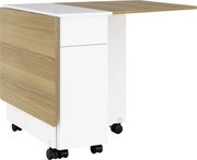 HOMCOM Masă Extensibilă pentru 6 Persoane, Masă Pliabilă cu Roți, 2 Sertare și Dulapior, 140x76x74 cm, Alb | Aosom Romania