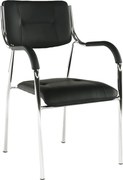 Scaun ILHAM, negru/crom, piele ecologica/metal, 52x55x85 cm