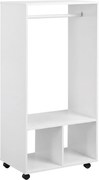 HOMCOM Cuier cu Bară din Aluminiu și 2 Rafturi Deschise, 60x40x128 cm, Alb | Aosom Romania