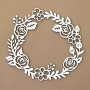 DUBLEZ | Coroniță de vară din lemn pentru ușă - Trandafiri