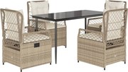 vidaXL Set mobilier de grădină cu perne, 5 piese, bej, poliratan