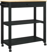 vidaXL Troler de Bucătărie MONZA Negru 84 x 40 x 88,5 cm