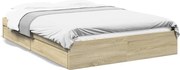 vidaXL Cadru de pat cu sertare stejar sonoma 160x200 cm lemn prelucrat