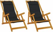 vidaXL Scaun de plajă cu pernă 2 pcs Maro 61.5 x 123 x 82cm