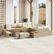 vidaXL Set de canapele pentru grădină cu pernă 13 pcs Bej Rattan poli