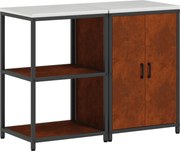 vidaXL Set de depozitare pentru bucătărie cu raft cu ușă 2 pcs Ruginit