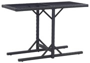 vidaXL Masă de grădină, negru, 110 x 53 x 72 cm, sticlă și poliratan