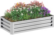 Outsunny Pat inalt Pflanzkasten, rezistent la intemperii, sol deschis, otel galvanizat, 120 cm x 60 cm x 30,5 cm, Argintiu | Aosom Romania
