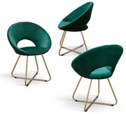 SET 2 Scaune Iris, structura metalica aurie, tapiterie catifea - VERDE - CATIFEA - AURIU - STANDARD