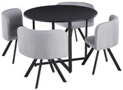 Set de mobilier dining 1+4, negru/gri deschis, BEVAN NEW