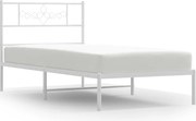vidaXL Cadru de pat metalic cu tăblie, alb, 80x200 cm