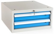 Dulap pentru masa atelier Solid, 2 sertare, albastru - ral 5012