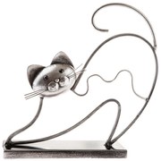 Pisică metalică în picioare, pe soclu, 28 cm