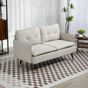 HOMCOM Divano 2 Posti in Tessuto Effetto Lino con Braccioli e Cuscini Imbottiti, Divanetto 2 Posti Moderno con Gambe in Acciaio, per Ufficio, Soggiorno, Salotto e Camera da Letto, 139x68x80 cm, Crema | Aosom Romania