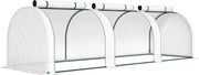 Outsunny Seră tip tunel, 3 ferestre cu fermoar, cadru din oțel, prelată robustă, 295 x 100 x 80 cm, Alb | Aosom Romania
