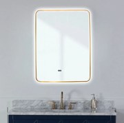 Oglindă Baie LED și Dezaburire Elit's Premium cu Senzor Touch, Lumina Rece, Caldă și Neutră, 60x80cm, cu rama Bronz Antichizat