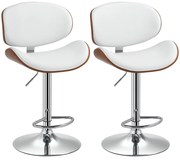 HOMCOM Set de 2 scaune de bar taburet înălțime reglabilă cu înveliș sintetic 53 x 52 x 92-112 cm alb | Aosom Romania