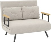 HOMCOM Canapea Pat de 2 Locuri cu Spătar Reglabil pe 5 Nivele și 2 Perne din Material Capitonat, 102x73x81 cm, Negru | Aosom Romania