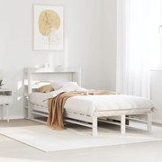 vidaXL Cadru de pat fără saltea, alb, 75x190 cm, lemn masiv de pin