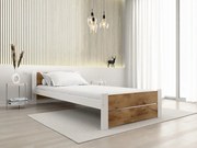 Pat IKAROS DOUBLE 90 x 200 cm, stejar artisan/alb Saltele: Cu saltele Somnia 18 cm, Somiera pat: Cu lamele drepte