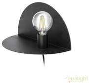 Aplica perete moderna cu raft NIT neagra dreapta 01006