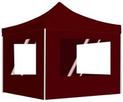 vidaXL Cort de petrecere pliabil cu pereți, bordo, 2 x 2 m, aluminiu