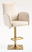 HR280KW Scaun Crem din Catifea cu Bază Aurie