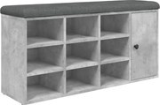 vidaXL Bancă de pantofi, gri beton, 102x32x50 cm, lemn prelucrat