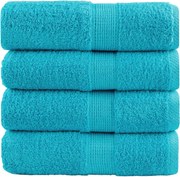 vidaXL Prosoape de baie premium SOLUND, 4 buc., turcoaz, 30x30 cm, 600 g/m²