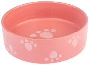 Bol ceramic pentru câine Paw roz, 15 x 5 cm