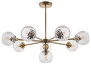 Lustră pe tijă Endon 103172 ALLEGRA 8xE14/7W/230V alamă/transparent