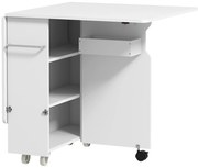 HOMCOM Masă pliabilă cu 2 frunze picătură și spațiu de depozitare, 3 rafturi, pentru 6 persoane, extensibilă, 130x80x76.5 cm | Aosom Romania