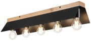Plafonieră ESME 5xE27/15W/230V negru/stejar