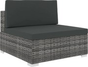 vidaXL Scaun modular de mijloc, 1 buc., gri, poliratan, cu perne