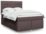 vidaXL Pat box spring cu saltea, maro închis, 140x200 cm, textil