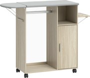 HOMCOM Dulap Masa Calcat – 3 Rafturi, Blat Burete &amp; Ghidaj Rufe | Aosom Romania